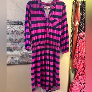 Striped Pink and Navy Dress